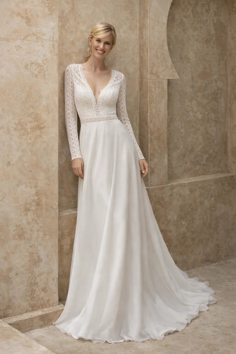 Robe de mariage civil manches longues