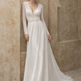 Robe de mariage civil manches longues