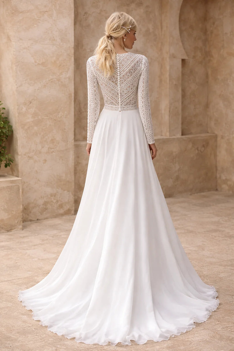 Robe de mariage civil manches longues