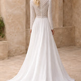 Robe de mariage civil manches longues