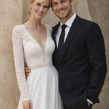 Robe de mariage civil manches longues